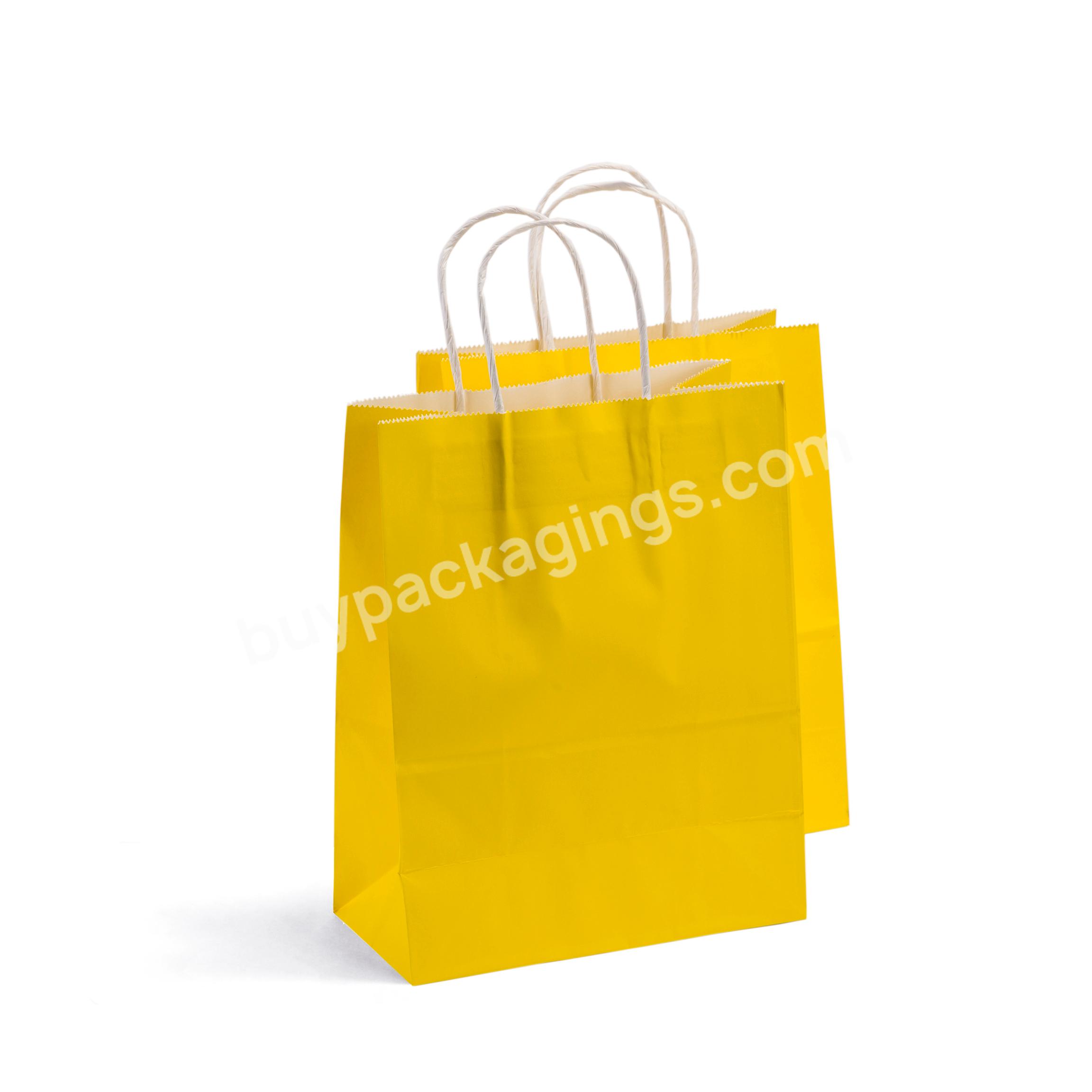 RR Donnelley Kraft Paper Custom Logo Yellow Shopping Shoes and Clothing Packaging Christmas Wedding Gift Bags with Handles