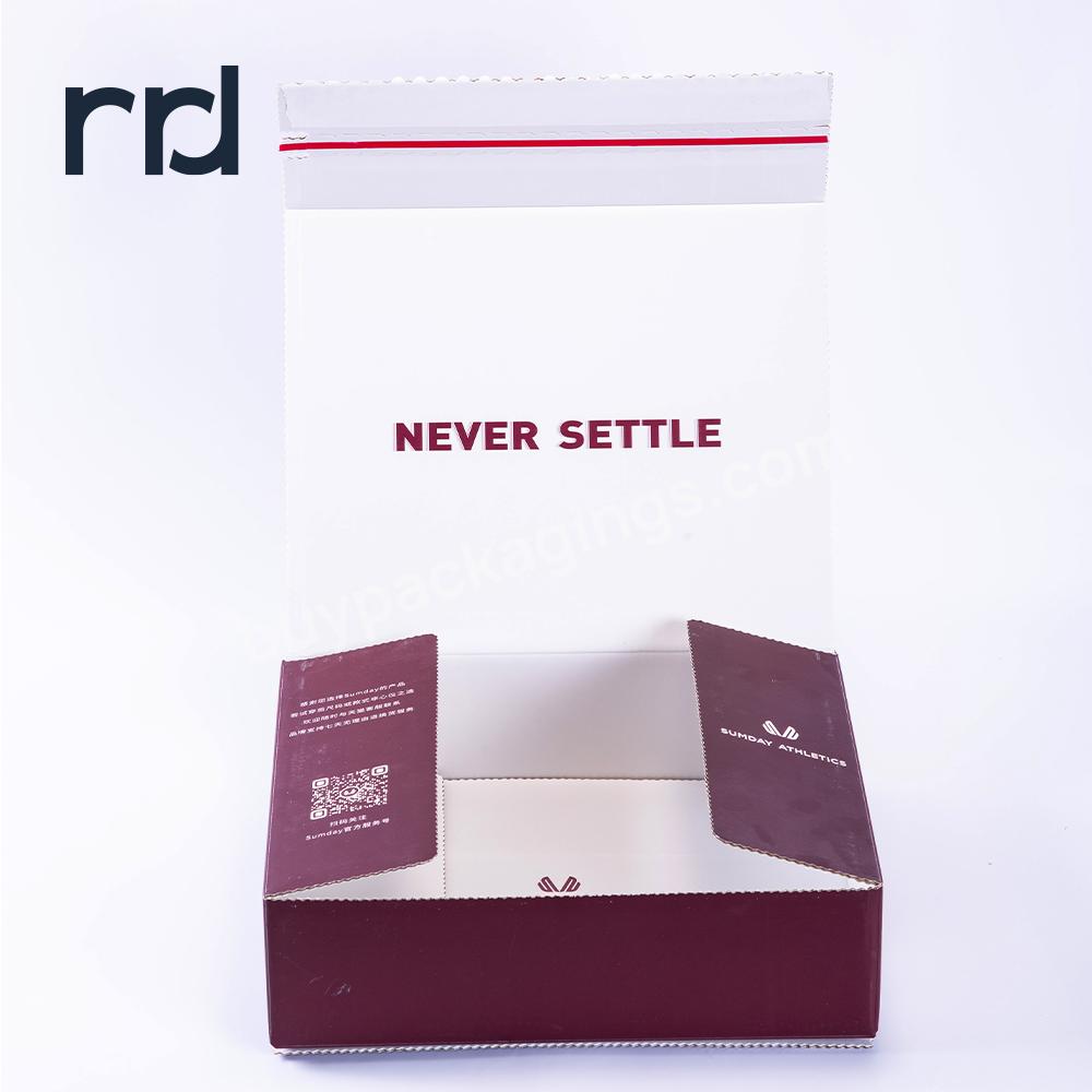 RR Donnelley OEM Manufacturer Packaging Customized Print Wholesale Shoe Shipping Corrugated Self Seal Box with Zipper Tear Strip