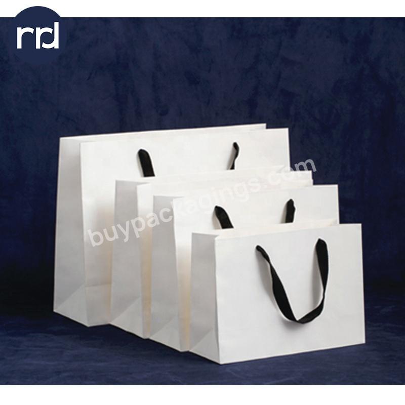 RR Donnelley Wholesale White Custom Logo Recyclable Luxury Cosmetic Paper Gift Packaging Shopping Tote Coffee Bags  with Handles