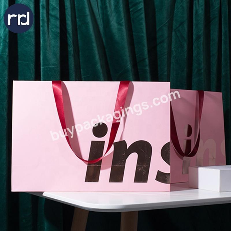 RRD China Manufactures Small Shopping Luxury Carrier Wedding Custom Logo Printed Paper Gift Bag Gift Pack With Handle
