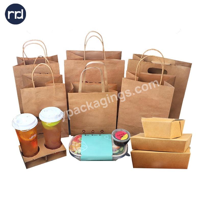 RRD Hot kraft paper bag custom print gift bags shopping packaging bag with handle