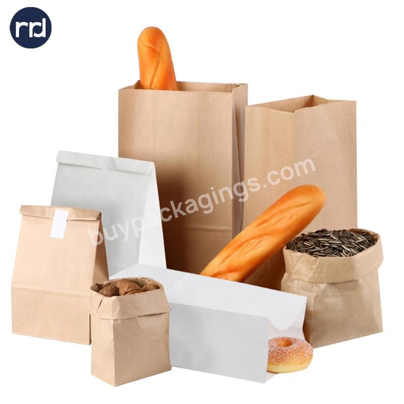 RRD Tea Heat Seal Brown Delivery Food Kraft Carrier Take Away Grocery Packaging Paper Bag