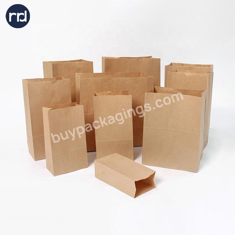 RRD Wholesale Bakery Bread Packaging Custom Small Wax Coated Kraft Paper Bag Food Paper Bags with Logo