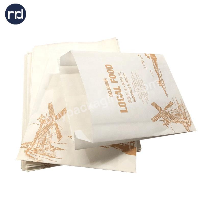 RRD wholesale food with logo custom small wax coated paper bags for hamburger sandwich bag