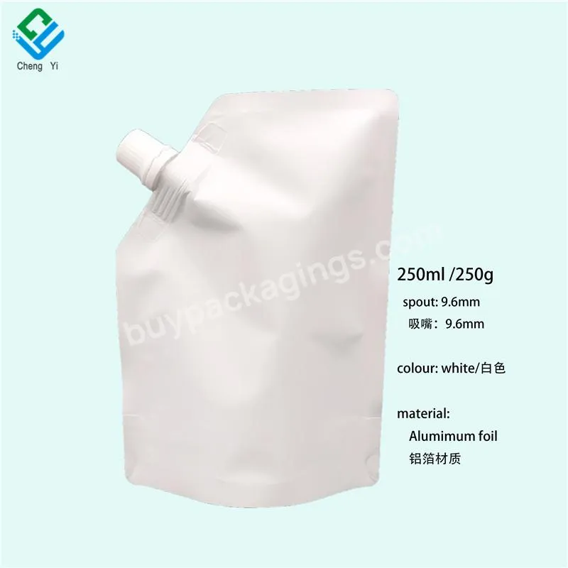 Rts In Stock White Spout Bag Free Refill Reusable 250ml Stand Up Spout Pouch For Facial Cleansing Gel Packaging Bag