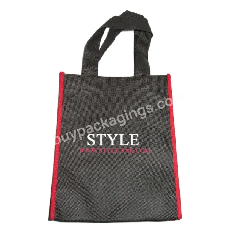 Sac A Provisions Red Black High Quality Eco-friendly Recycle Reusable Promotional Die Cut Handle Pp Non Woven Shopping Bag