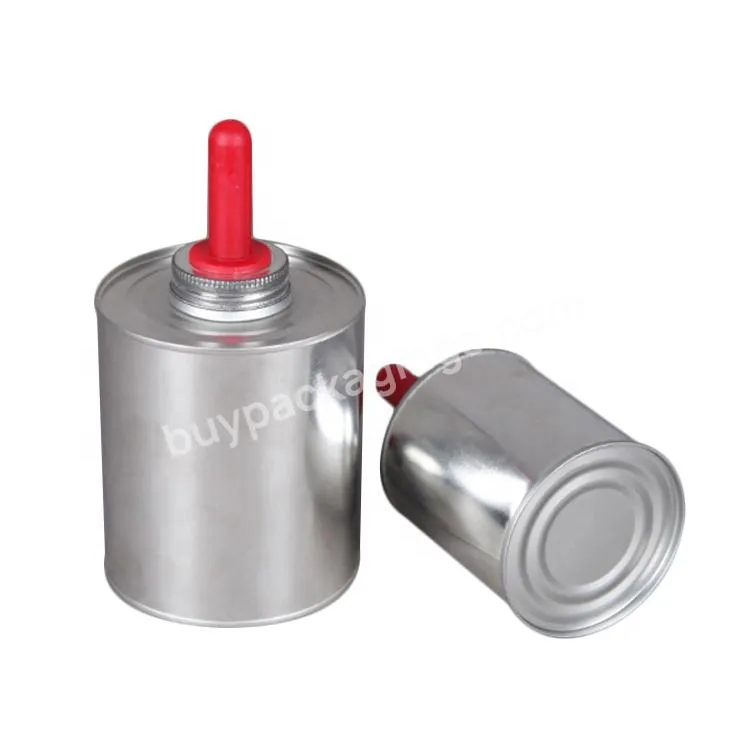 Sample Free 500ml Metal Round Tin Can With Brush 16oz Empty Container Packing For Hoof Oil