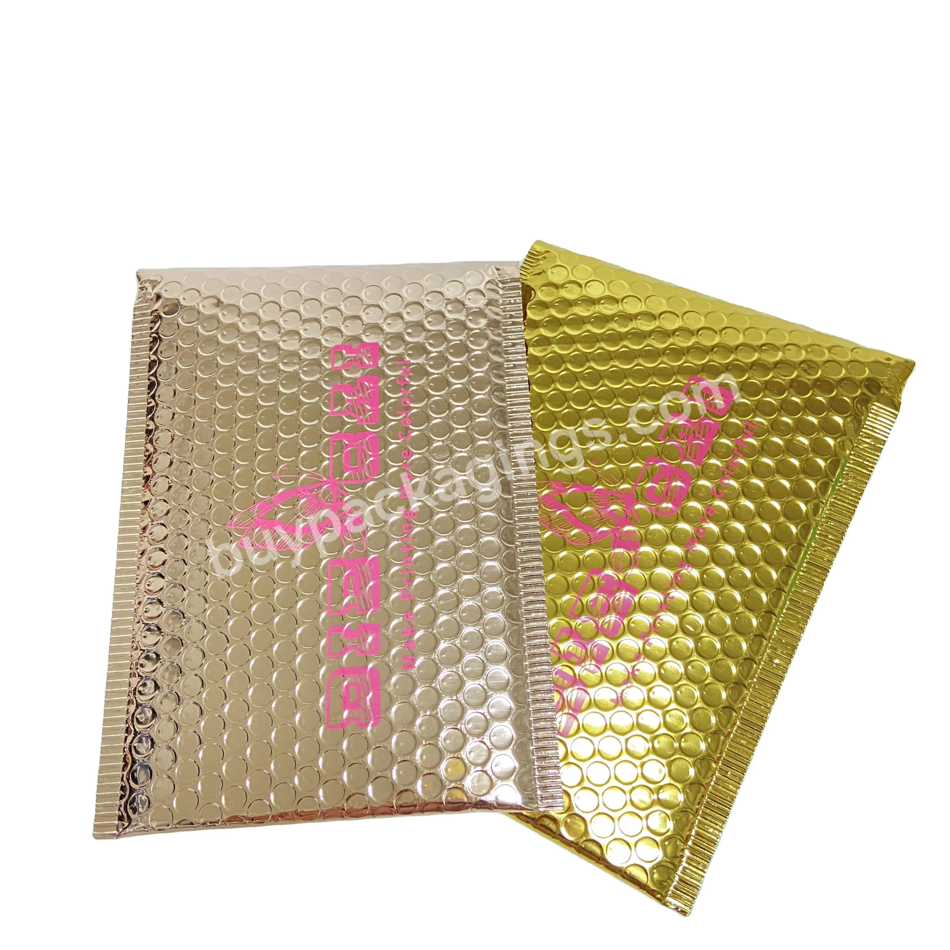 Self Seal Shipping Bags Waterproof Padded Envelopes Gold Bubble Mailers Custom Champagne Mailing Bag With Logo