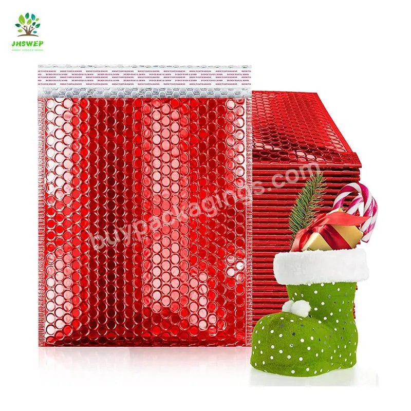 Shinning Package Cosmetic Packaging Metallic Plastic Padded Envelopes Mailing Poly Red Bubble Mailers Bags