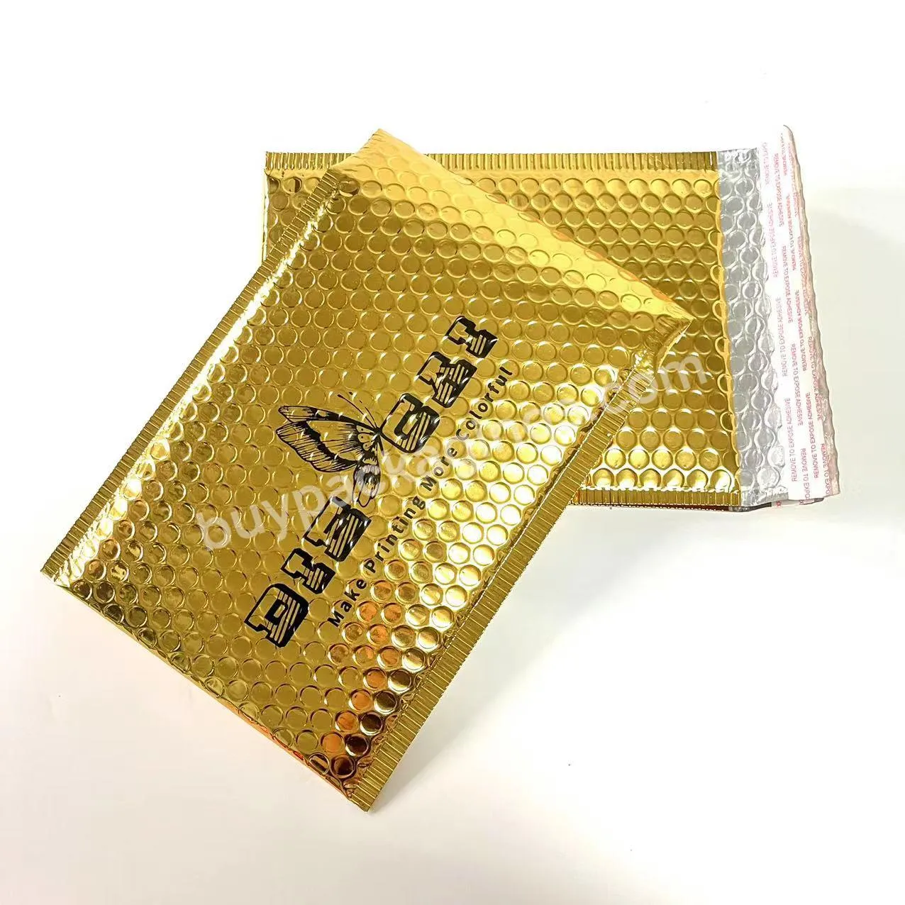 Shockproof Gold Foil Metallic Bubble Padded Wrap Packaging Envelopes Rose Gold Cosmetic Shipping Bags Custom Poly Bubble Mailers