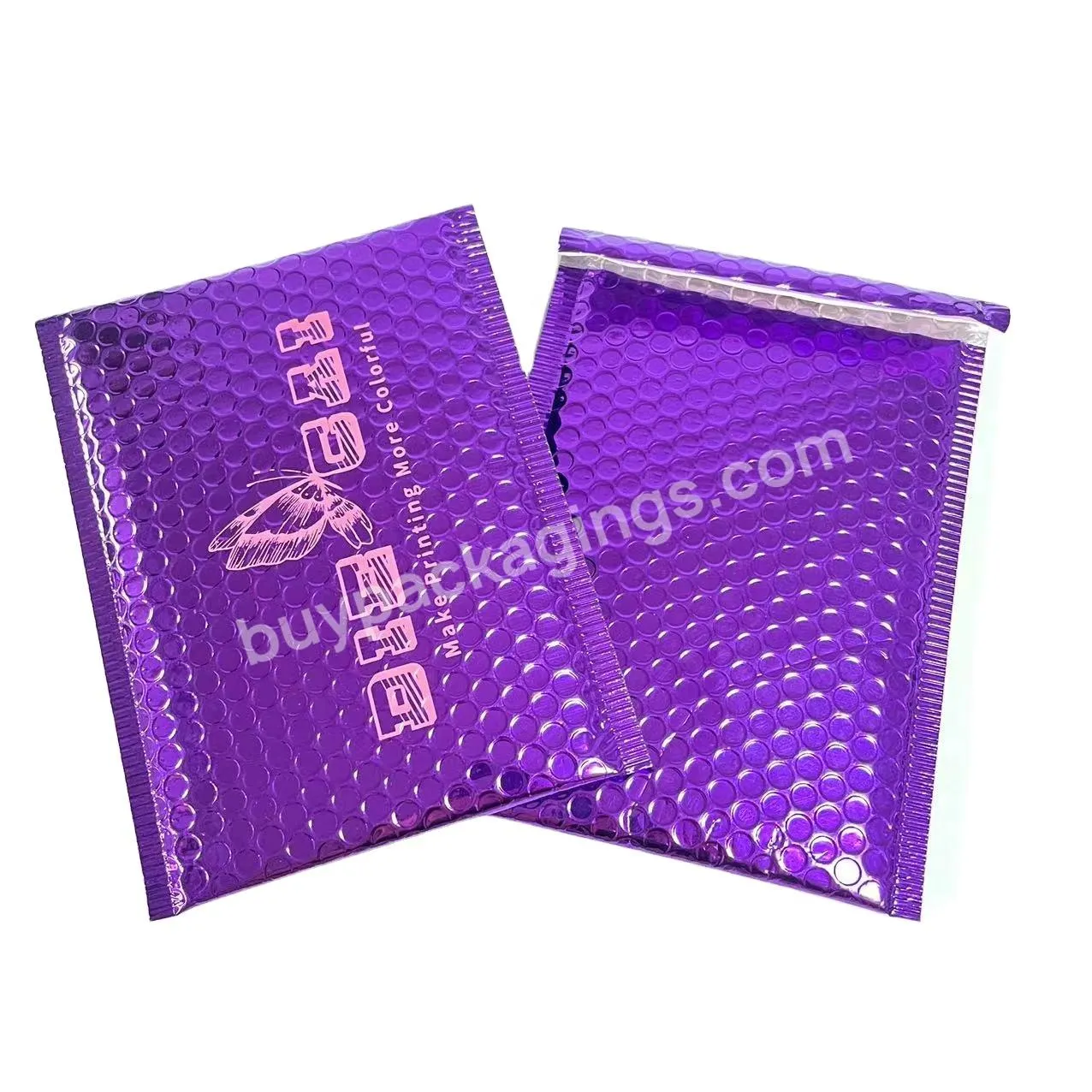 Shockproof Rose Gold Purple Metallic Bubble Envelope Padded Mailers Wrap Custom Logo Printed Shipping Mailing Bubble Mailers