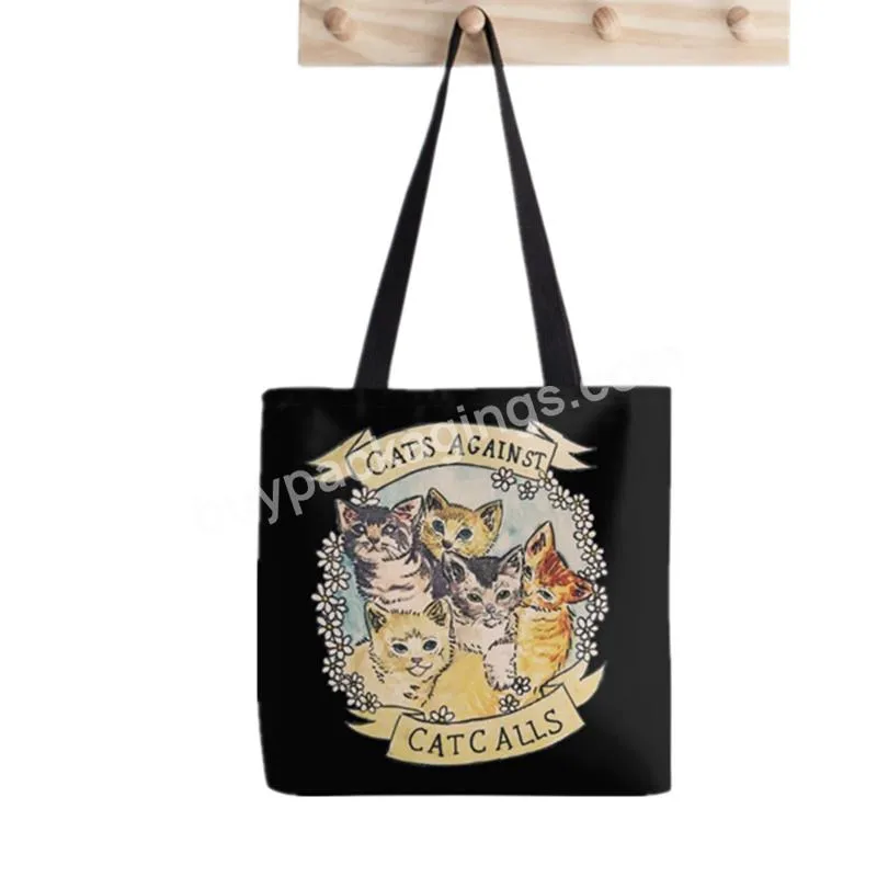 Shopper Cats Against Printed Tote Bag Women Harajuku Shopper Handbag Girl Shoulder Shopping Bag Lady Canvas Bag