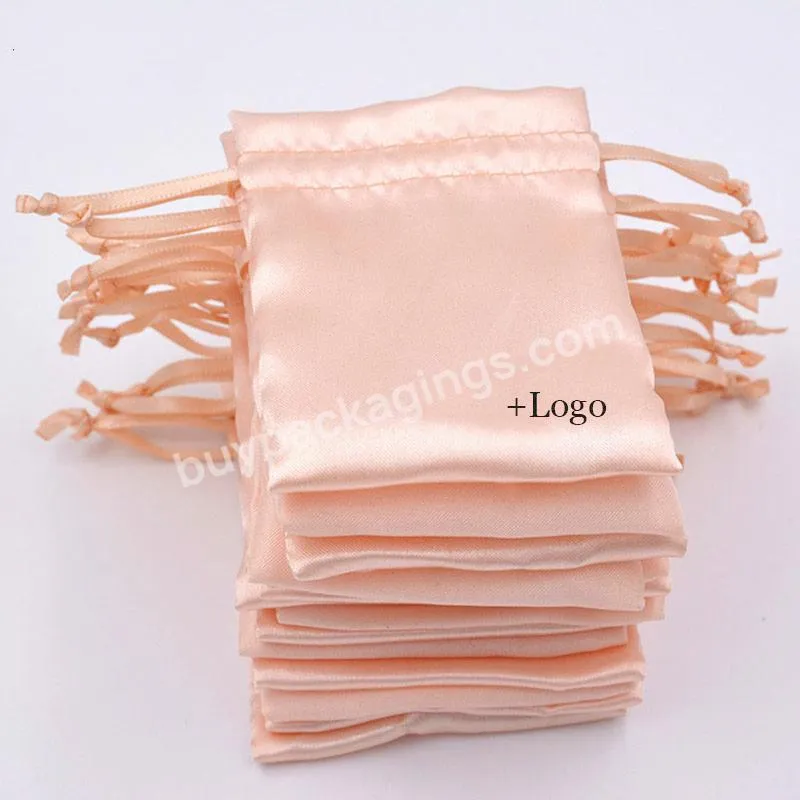 Silk Gift Bags Satin Drawstring Pouch High-quality Champagne Packaging Jewelry Necklace Bead Hair Cosmetic Storage Sachet