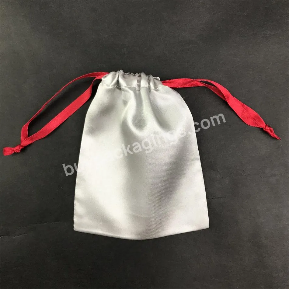 Silver Sac Poche Bourse Drawstring Bottle Shaped Makeup Jewellery Satin Stand Up Packaging Jewelry Bag Pouches For Gift