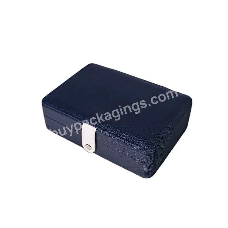 Simple Jewelry Box Jewelry Holder Boxes Hinged Blue Leather Jewelry Box