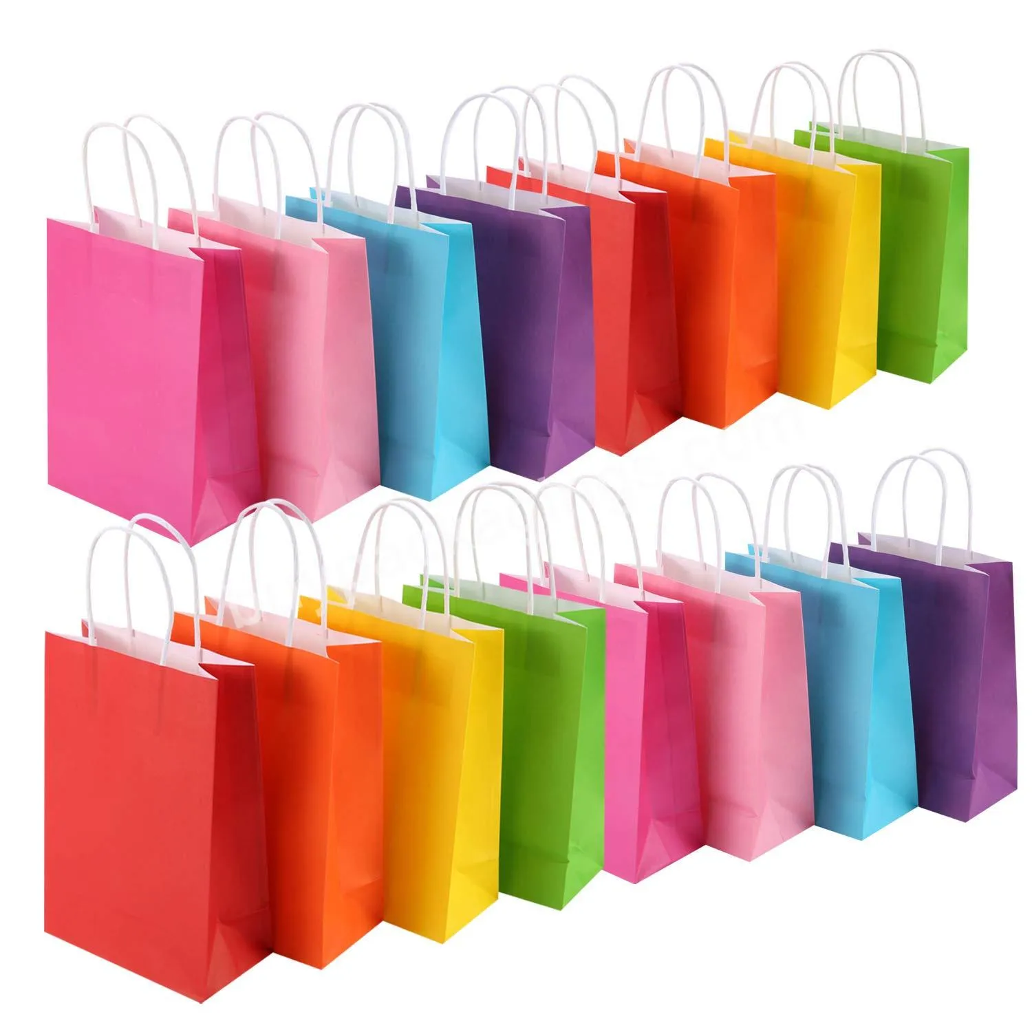 Small 8.6 X 6.3 X 3.1 Inch 8 Colors Gift Kraft Paper Party Favor Bags With Handles