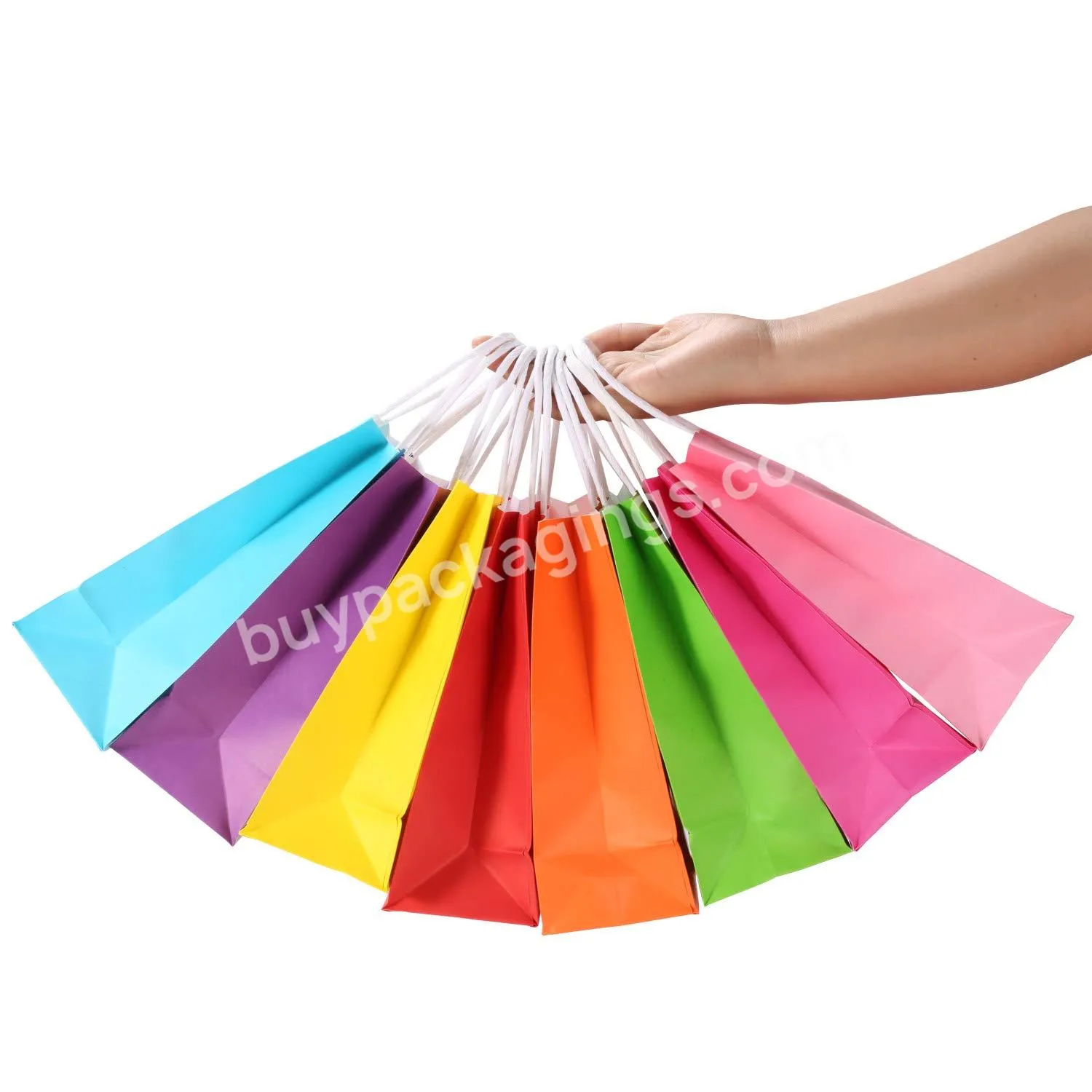 Small 8.6 X 6.3 X 3.1 Inch 8 Colors Gift Kraft Paper Party Favor Bags With Handles