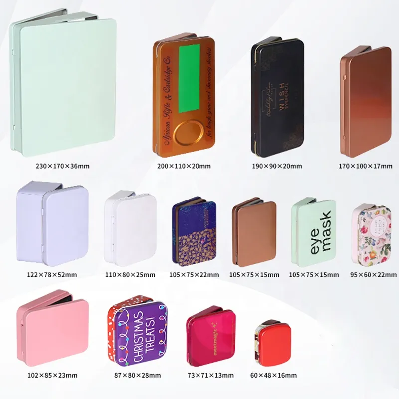 Small Metal Cigarette Custom Tin Box Hinged Poker Card Storage Custom Oem Personalize Mint Candy Toy Tin Canister