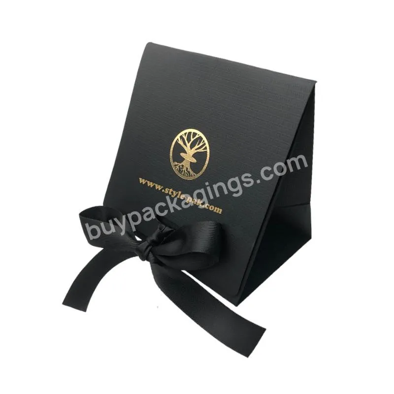 Small Tiny Black Custom Gold Foil Hot Stamping Texture Pattern Shopping Carry Paper Bag For Cosmetic Jewelry Perfume Bottle