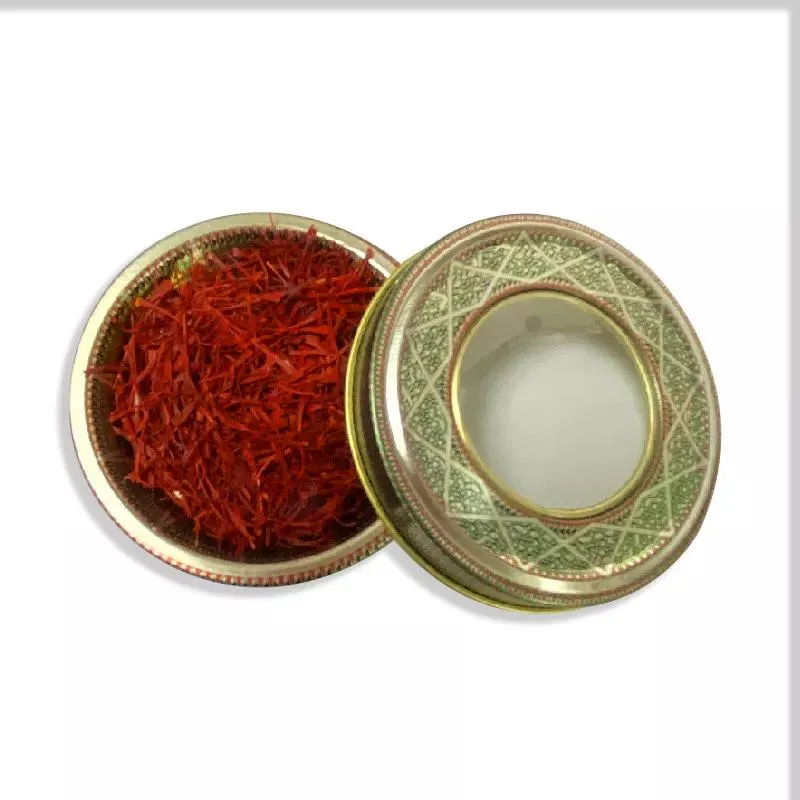 Small Wholesale Round custom Metal tea Saffron Tin CanContainerBox With Window For 1g 2g 3g Saffron tea Packingpackaging