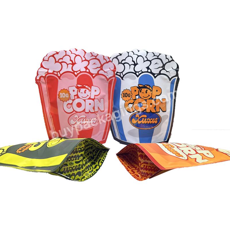 Special Popcorn Shape Bags Mylar Custom Die Cut Shape Packaging Bags With Zipper For Heat Seal