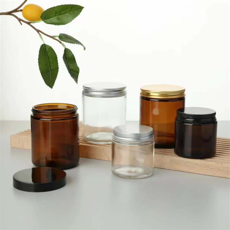 Spot tawny Candle Holder Container Dark Light Avoidance Candle Cup Fragrance Cup Glass bottle with lid sealed candle cup