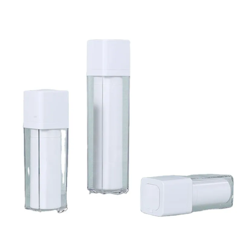 Square Rotary Vacuum Portable  White Body Clear and Frosted Texture PP Material Plastic Bottle