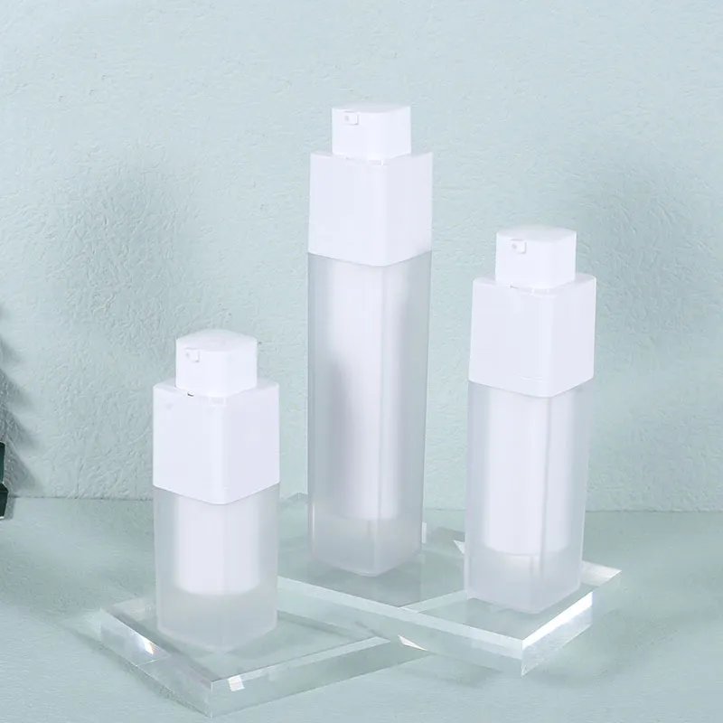 Square Rotary Vacuum Portable  White Body Clear and Frosted Texture PP Material Plastic Bottle