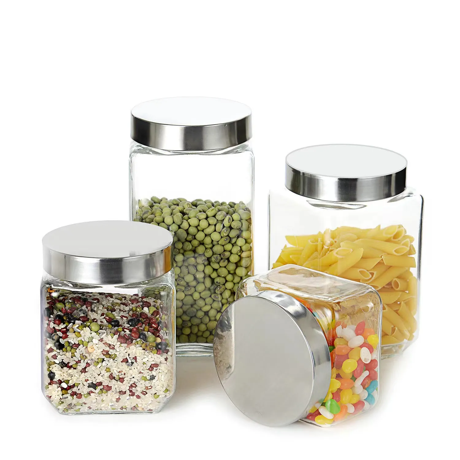 Square Shape Food Container Honey Glass Jar Transparent Storage Bottle With Lid