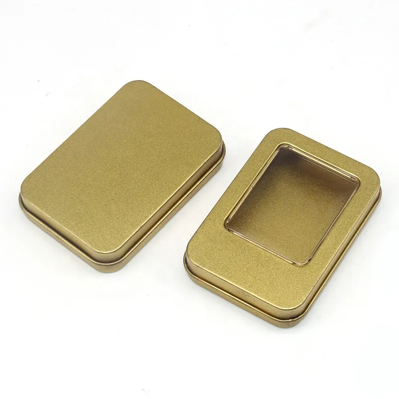 Square Storage Tank Container Window Tin Case Nail Clippers Tweezers Nail Tools Slip Lid Tin Can Headphone Tin Box