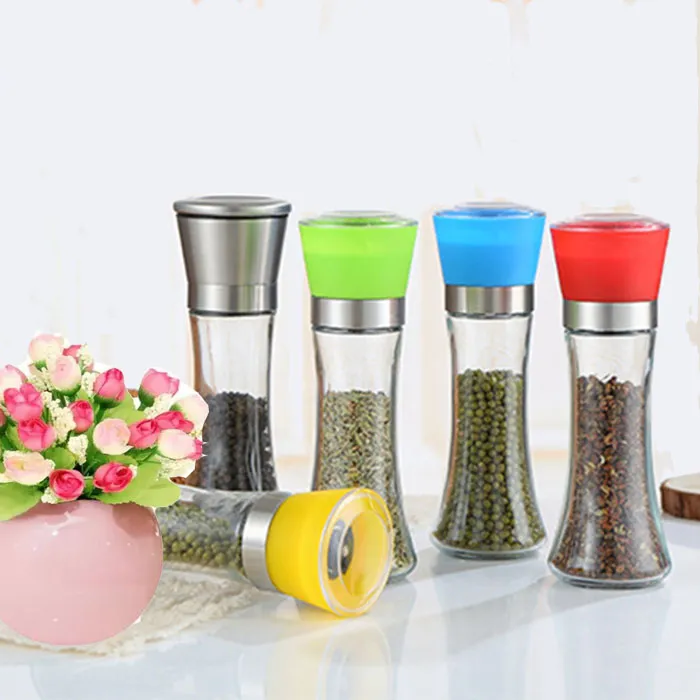 Stainless Steel Ceramic Grinder Core Manual Salt And Pepper Black Pepper Grinder 170ml Glass Jar