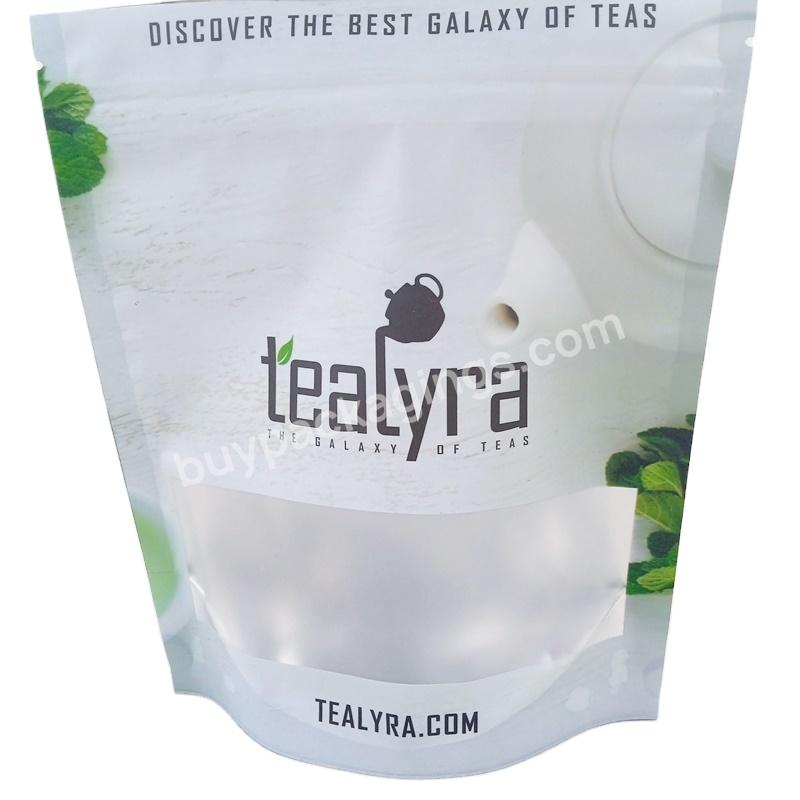 Stand Up Pouches With Window Green Tea Pouch Bag Sealing Plastic Packaging Bag For Tea Packaging Customized Heat Seal Bags Tea