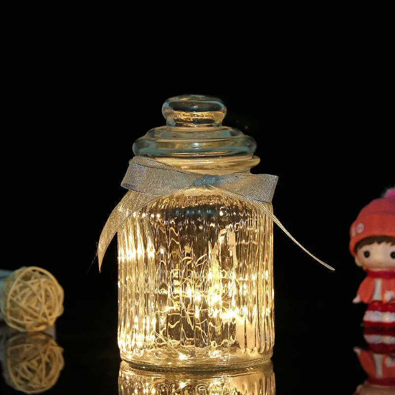 Star Bottle Multiple Size Multiple Color LED Light String Glow Bottle For  Candy Vertical Grain Design Glass Jar