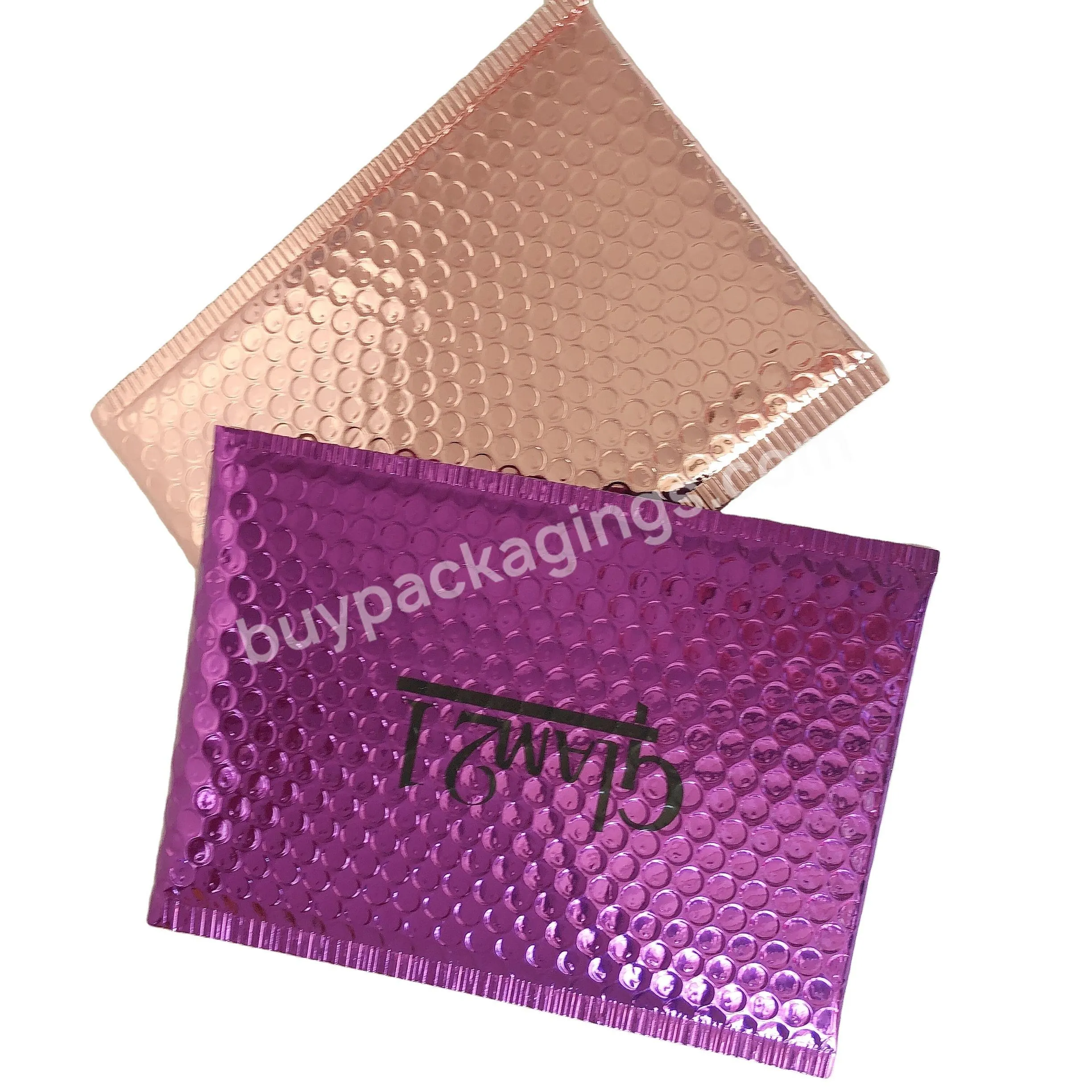 Stock Sizes Waterproof Purple Bubble Envelope 7*9 Metallic Bubble Mailer Gift Bag For Jewelry Make-up