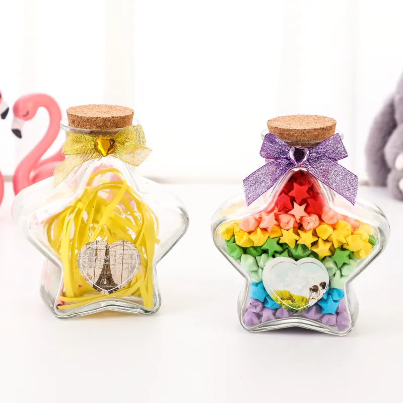 Straight mouth Cork glass bottle dry powder bottle transparent candy storage bottle sample display