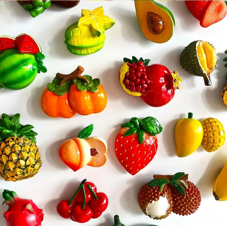 Strawberry Orange Lemon Orange Peach Pineapple Banana Pitaya watermelon Durian Cherry Fruit 3d Resin Refrigerator magnet