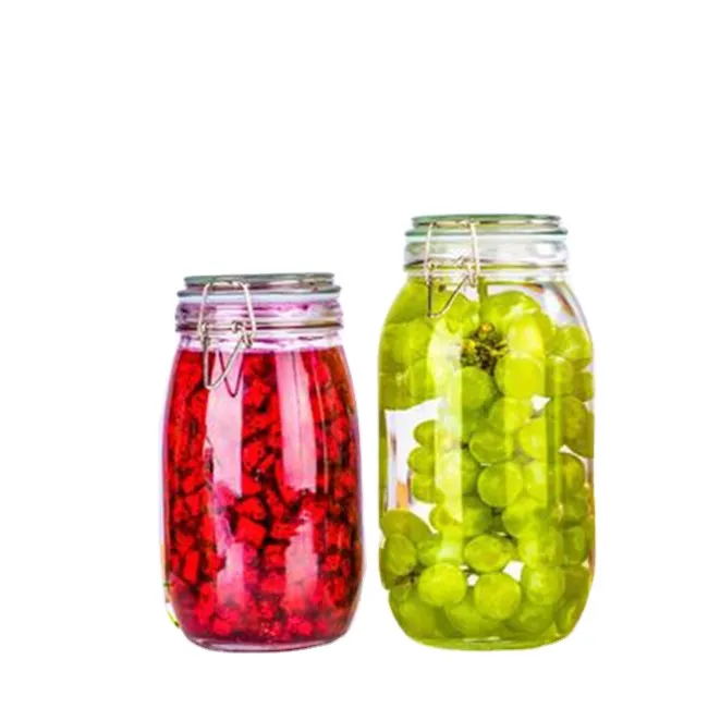 Supply Round Shape 500Ml 750Ml Clear Airtight Glass Jar With Metal Clip