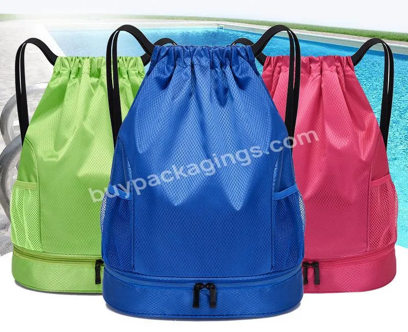 Swimming Gym Outdoor Camping Waterproof Wet Dry Separation Bag Drawstring Backpack With A Front Zipper Pouchbag