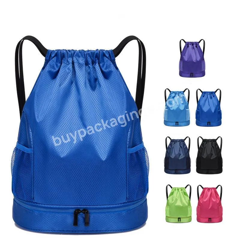 Swimming Gym Outdoor Camping Waterproof Wet Dry Separation Bag Drawstring Backpack With A Front Zipper Pouchbag - Buy Polyester Drawstring Bag,Drawstring Backpack,Polyester Backpack Bags.