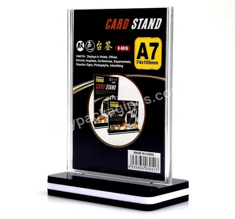 T-shape Plastic Tabletop Display Stand For Advertising Business Card Stand - Buy Solid Popular Plastic 105 Mm*210 Mm Desktop Sign Holder With Heavy Bi-color Base,Hot Selling And High Quality Desktop A4 Sign Holder With Detachable Base A4 Paper Displa