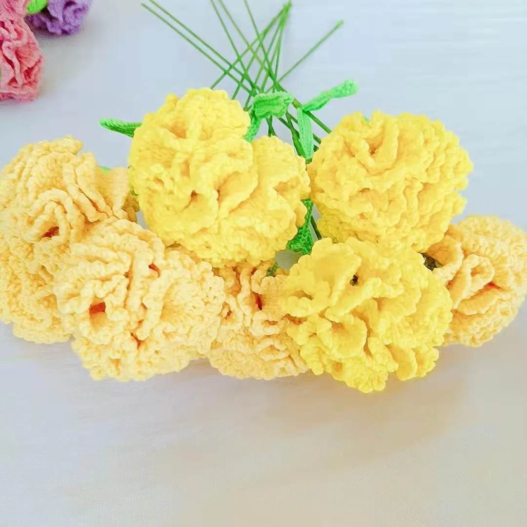 Teacher's Day gift for mother hand-knitted carnation bouquet hand-knitted wool flower finished product