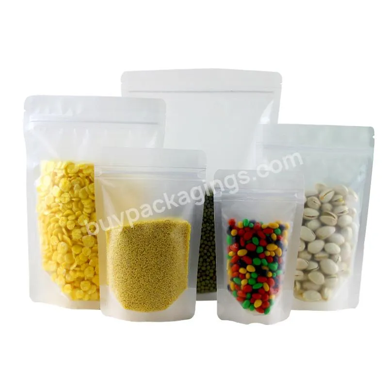 Transparent Clear Plastic Resealable Ziplock Bags Food Packing Stand Up Pouches With Zipper And Tear Notch