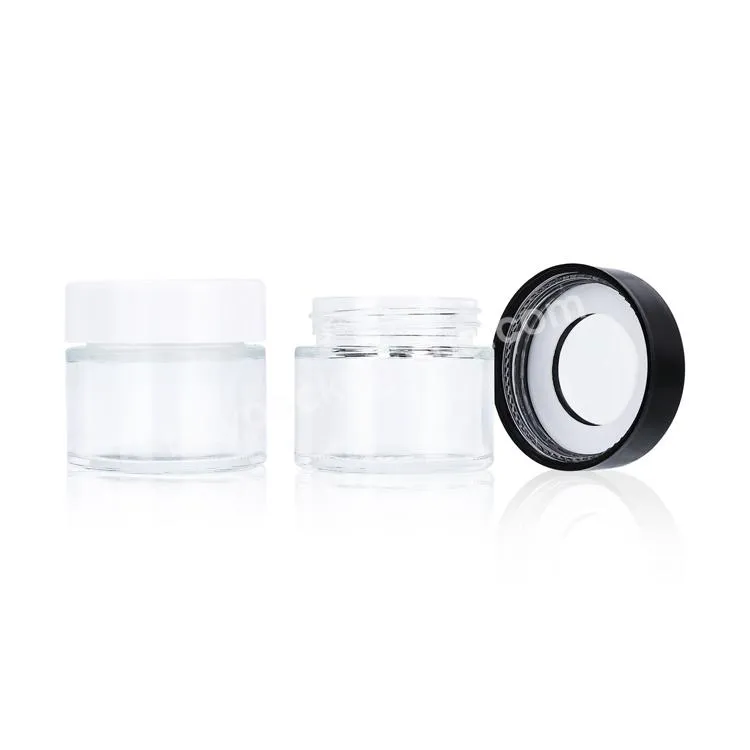 Transparent Clear Seal Storage Flower Jar Magnifying Viewing Lid Child Resistant Round Smell Proof Glass Jar With Screw Lid