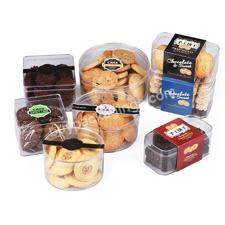 Transparent Plastic Clear Round Square Cookie Dessert Food Storage Containers With Lids