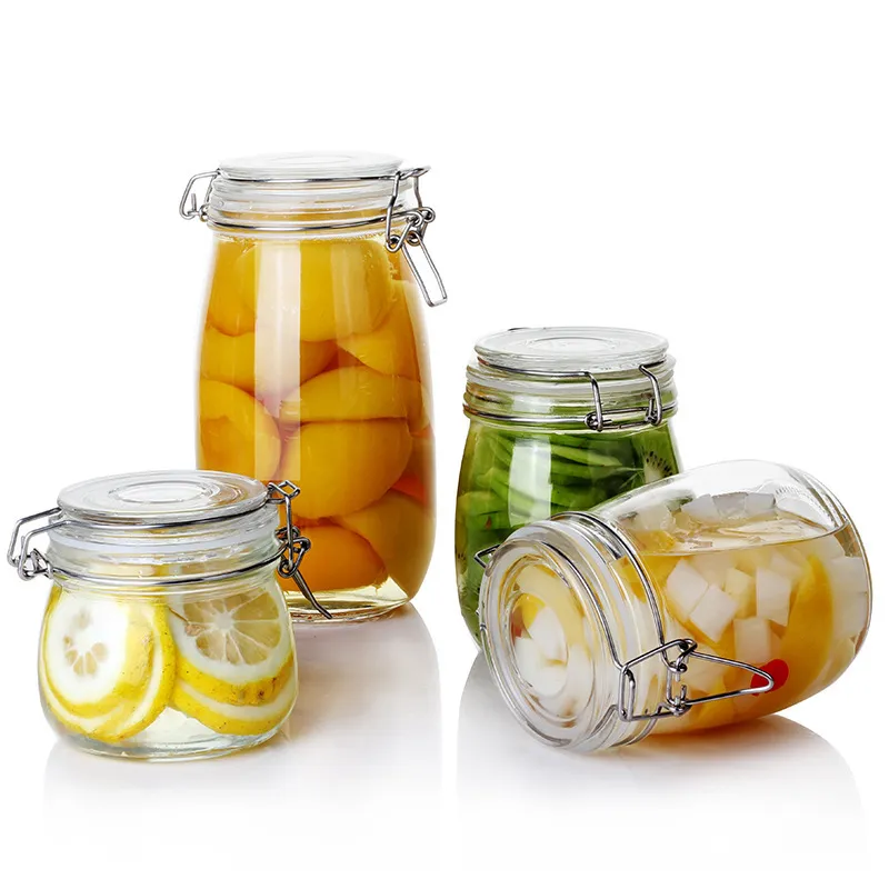 Transparent Round Shape Airtight Glass Storage Canister For Sale