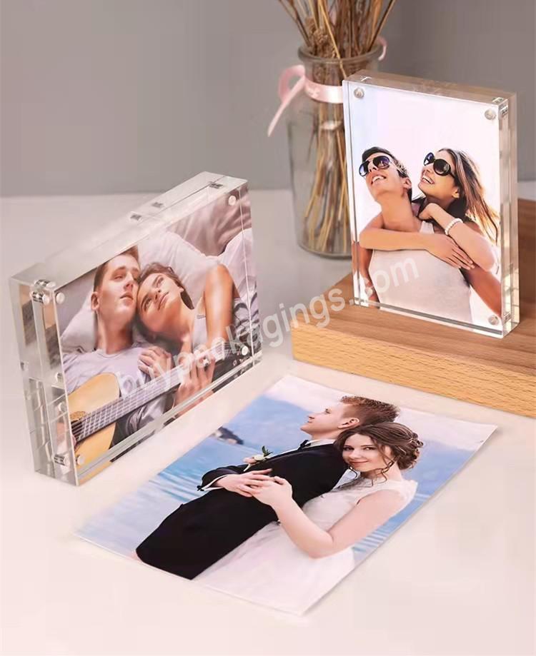 Travel Picture Frame Solid Double Block Strong Magnet Custom Acrylic Photo Frame Magnetic