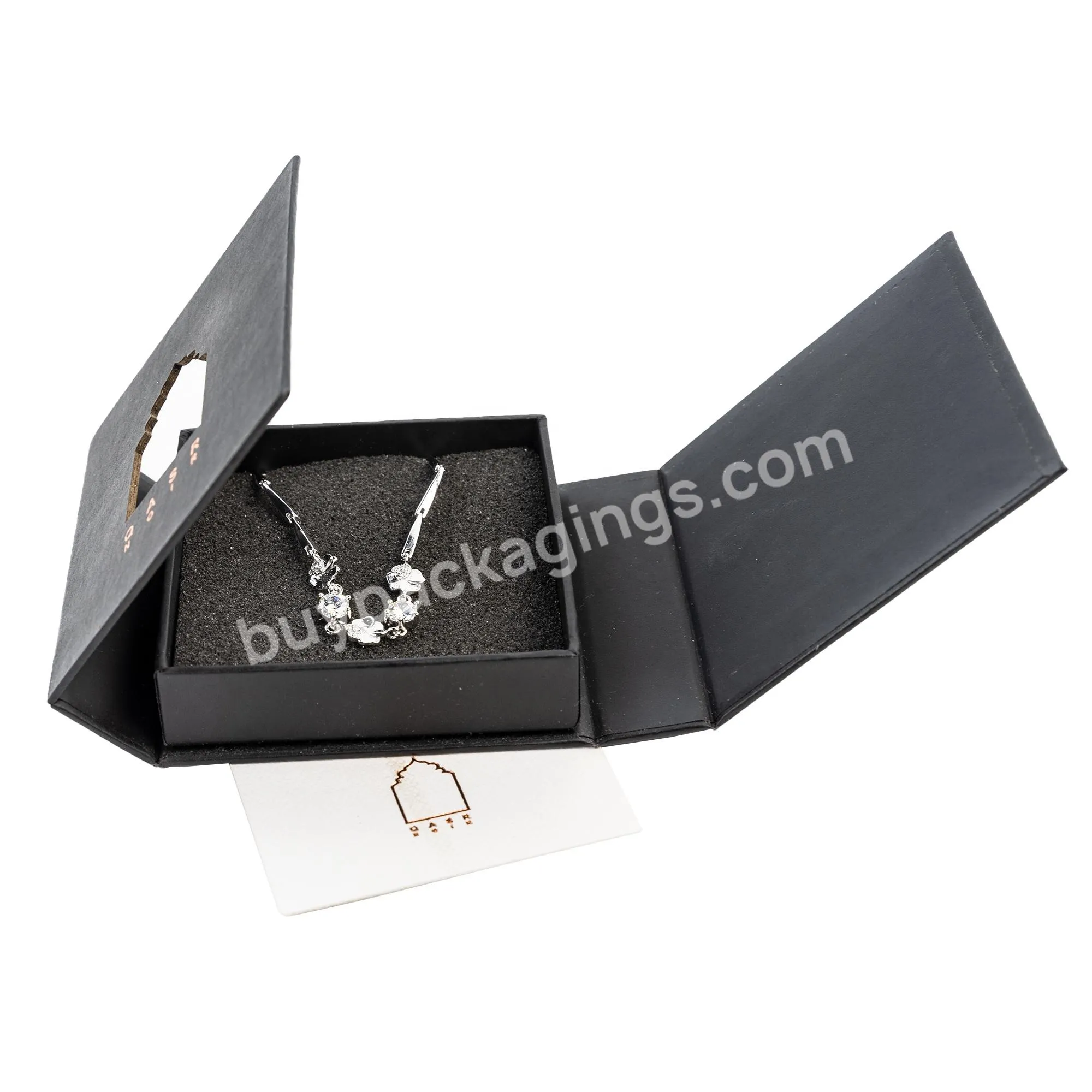 Two Doors Jewelry Boxes Custom Luxury Logo Stamping Black Kraft Jewelry Boxes Double Open Jewelry Boxes