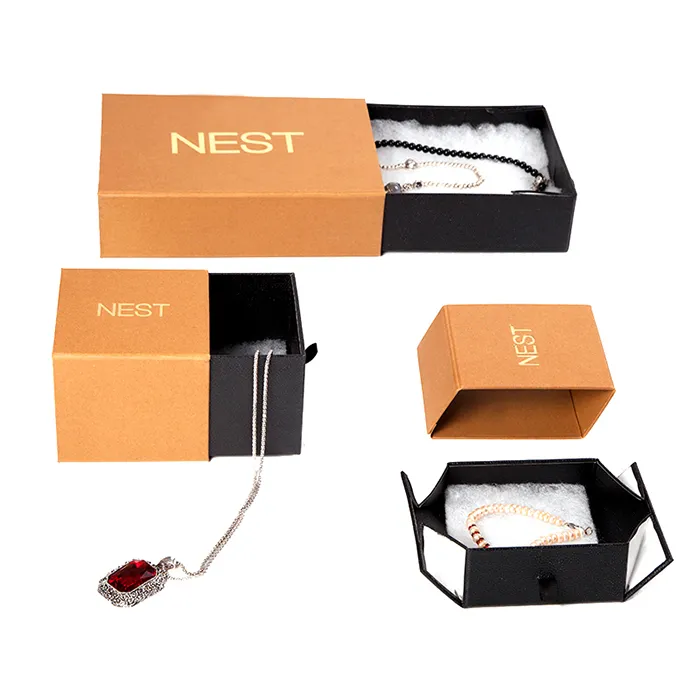 Unique custom standard sizes paper packaging foldable jewelry box with logo