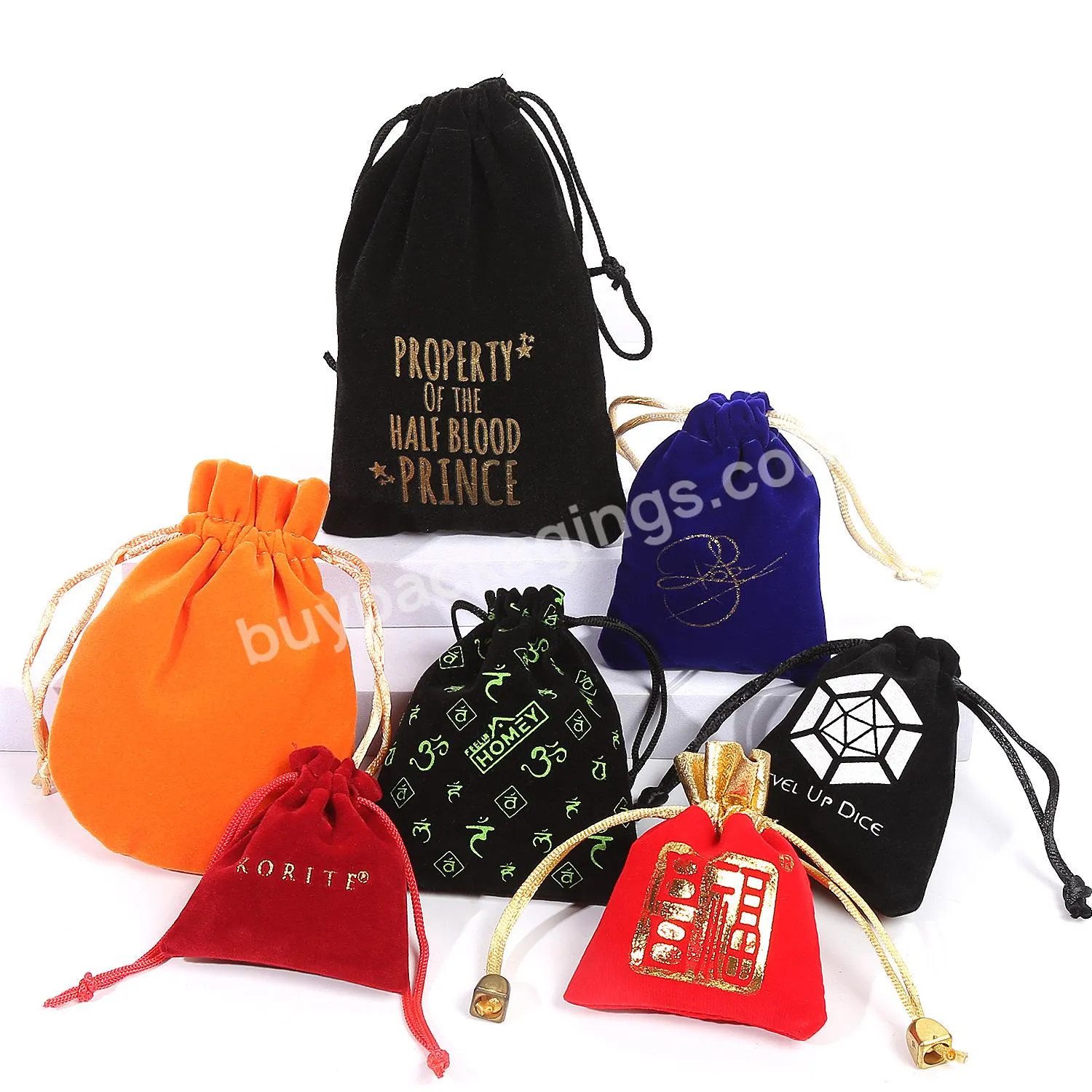 Velvet Gift Wrap Bags With Drawstrings Custom Logo Print Jewelry Pouche Drawstrings Velvet Bags For Jewelry Gift