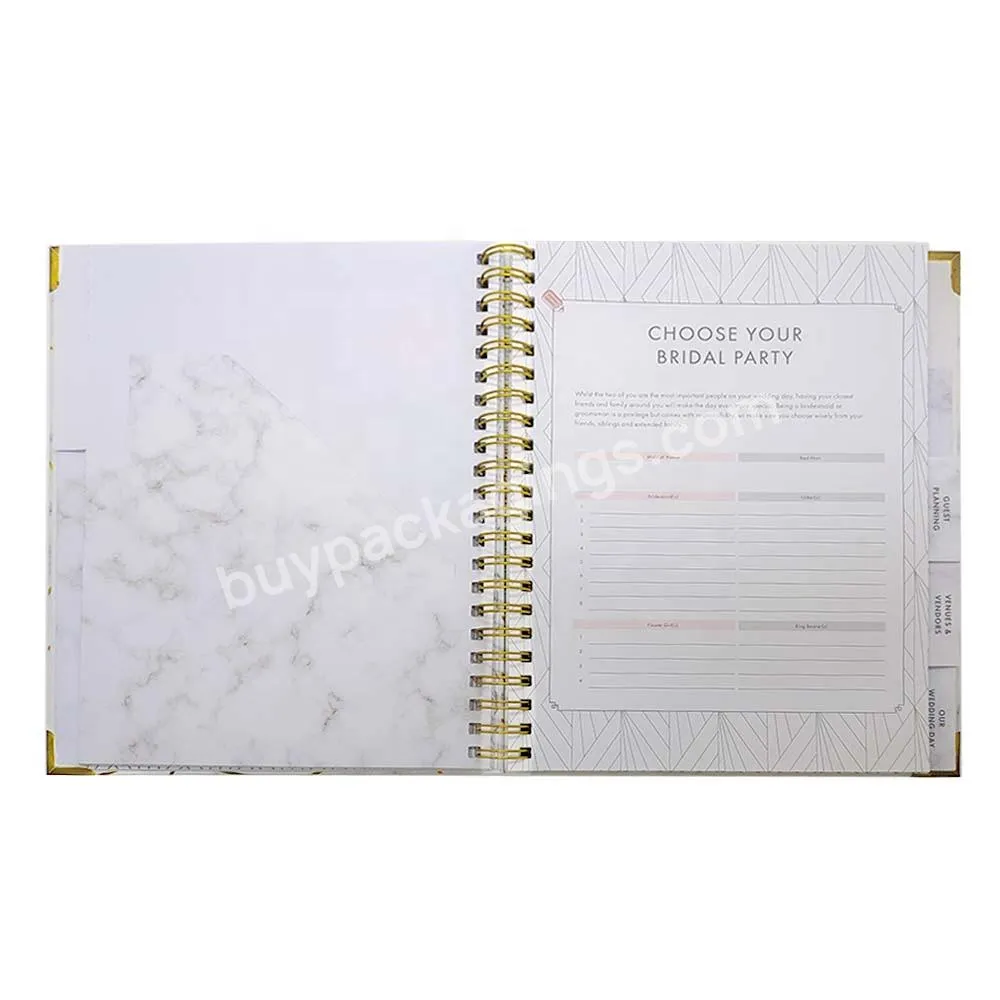 Weiyin Stationery Wholesale Custom Spiral Journal A5 Hardcover Notebook Notebook Wedding Planner